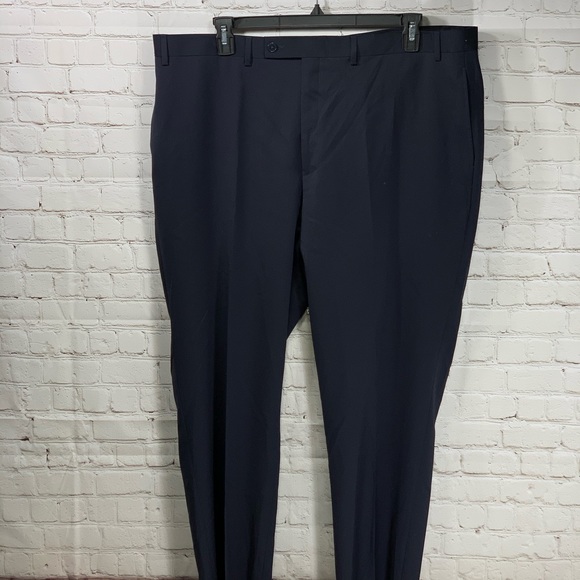 NWT Calvin Klein Navy Wool Unhemmed Trousers Mens - Picture 2 of 6